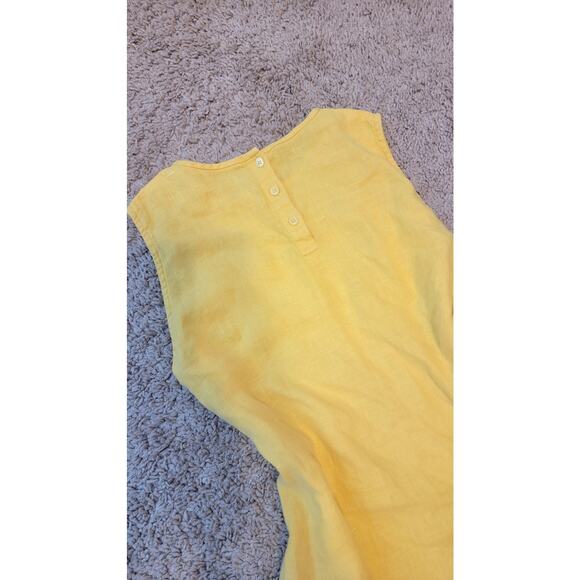 Linen Canary Yellow Tank with Detailed Collard Stitch - Picture 6 of 6